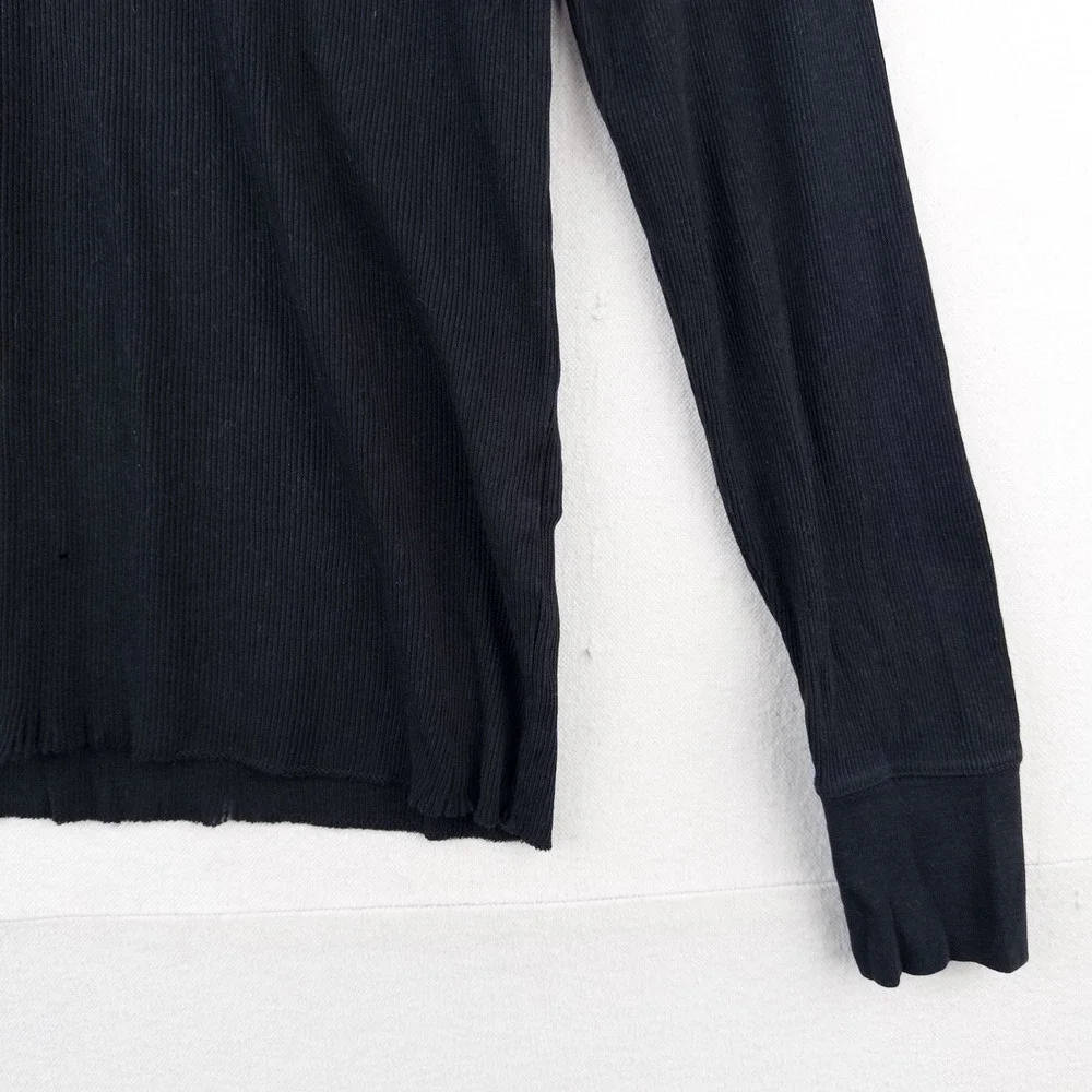Polo Ralph Lauren Black Ribbed Lightweight Henley Shirt Men's L *Distressed